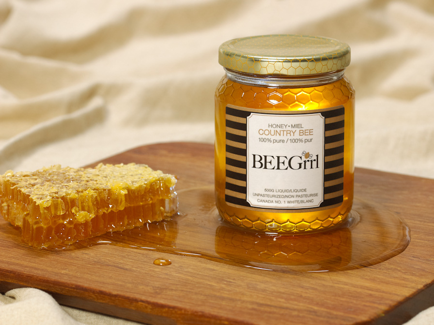 BEEGrrl 100% pure honey from Beamsville, Niagara, Ontario, Canada 500g squeeze jar